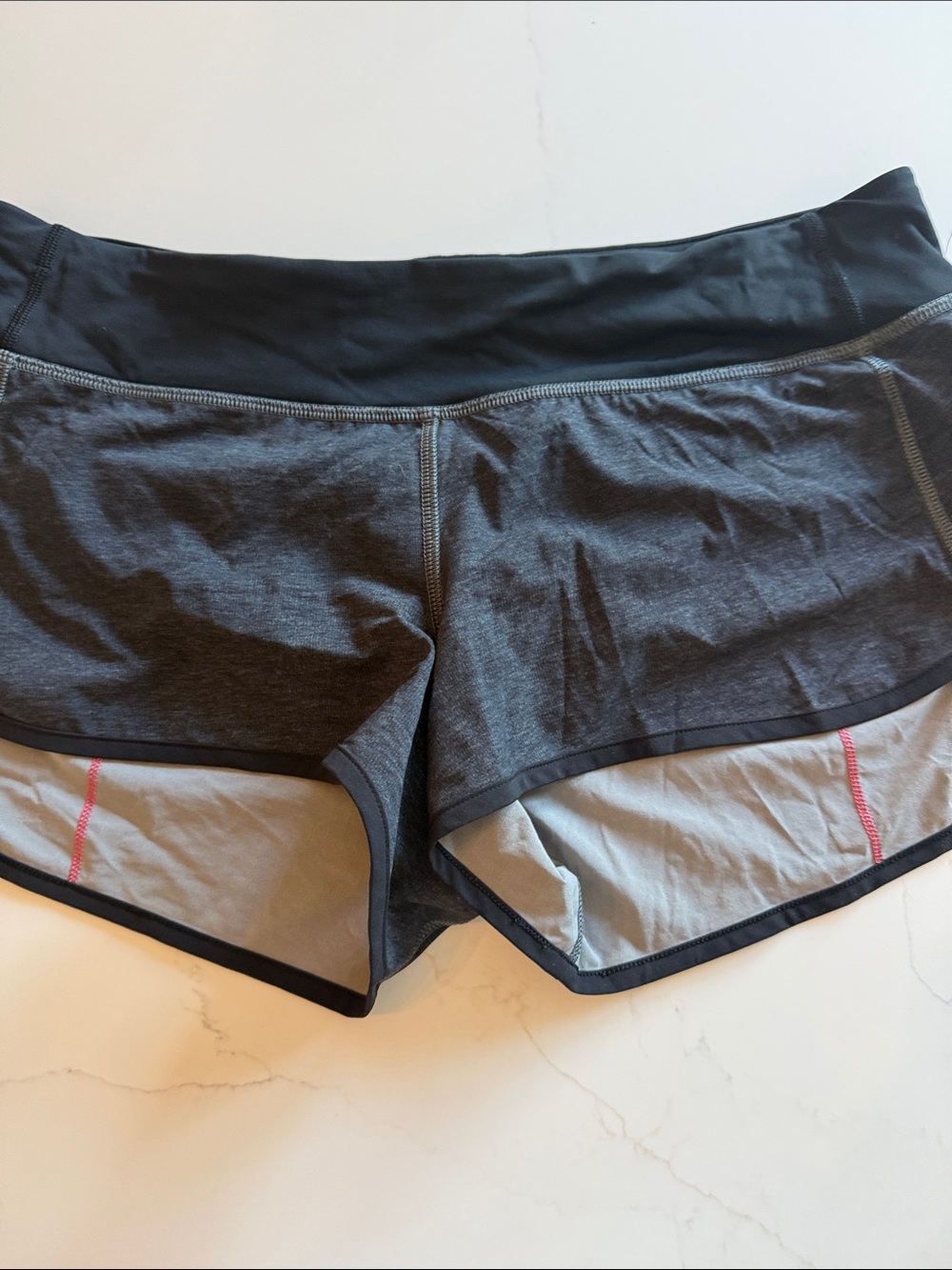 Lululemon shirts gray pink trim black waist band